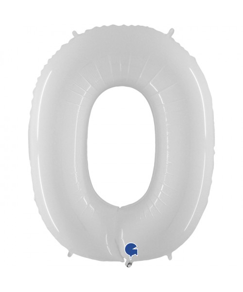 PALLONE MYLAR MEGA NUMERO N. 0 BIANCO 102CM - L'Officina delle