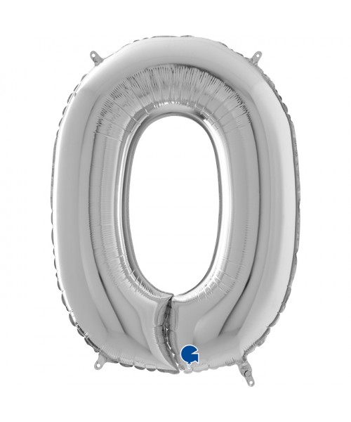 PALLONE MYLAR MEGA NUMERO N. 0 ARGENTO 102 CM - L'Officina