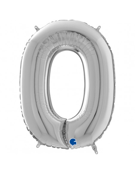 PALLONE MYLAR MEGA NUMERO N. 0 ARGENTO 102 CM - L'Officina