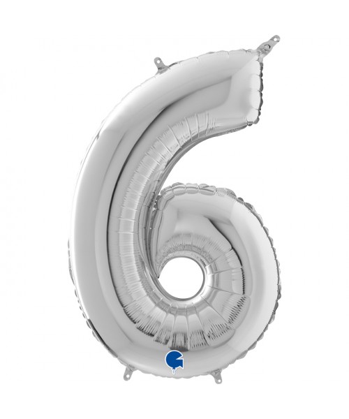 PALLONE MYLAR MEGA N. 6 - 9 ARGENTO 102CM - L'Officina delle