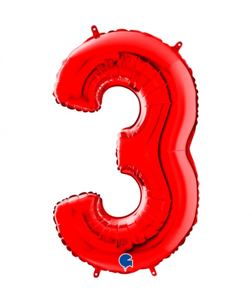 PALLONE MYLAR MEGA N. 3 ROSSO 102CM - L'Officina delle feste