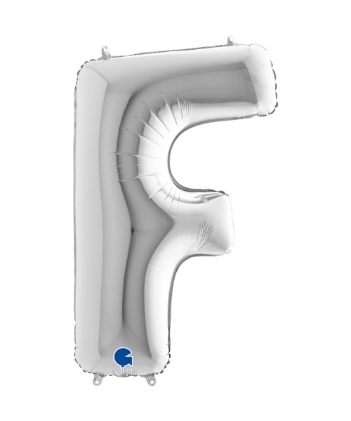 PALLONE MYLAR MEGA LETTERA "F" ARGENTO 102CM - L'Officina delle