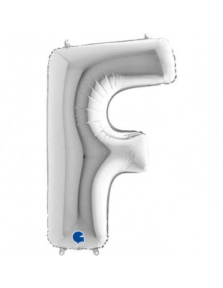 PALLONE MYLAR MEGA LETTERA "F" ARGENTO 102CM - L'Officina delle