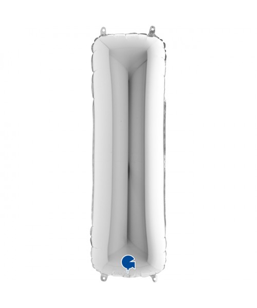 PALLONE MYLAR MEGA LETTERA "I" ARGENTO 102CM - L'Officina delle