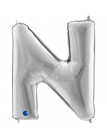 PALLONE MYLAR MEGA LETTERA "N" ARGENTO 102CM - L'Officina delle