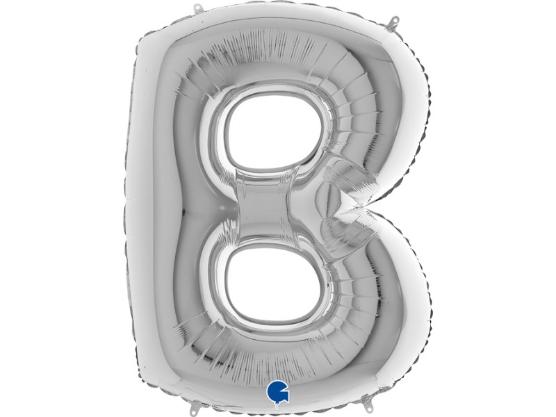 PALLONE MYLAR MEGA LETTERA "B" ARGENTO 102CM - L'Officina delle