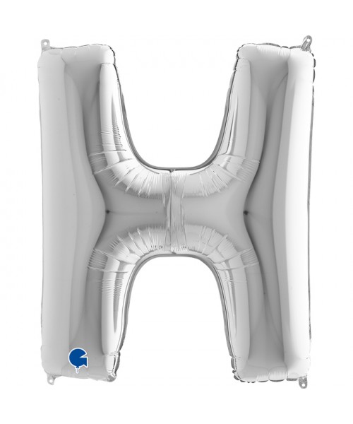PALLONE MYLAR MEGA LETTERA "H" ARGENTO 102CM - L'Officina delle