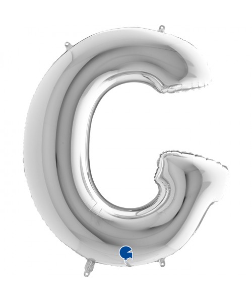 PALLONE MYLAR MEGA LETTERA "G" ARGENTO 102CM - L'Officina delle 2
