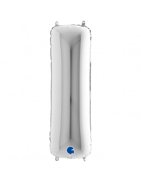 PALLONE MYLAR MEGA LETTERA "I" ARGENTO 102CM - L'Officina delle
