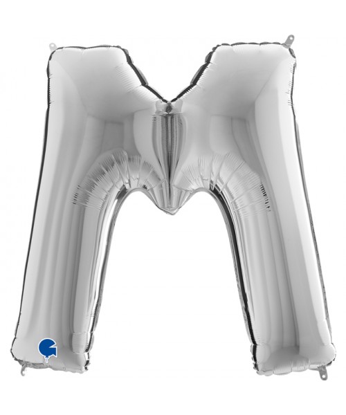 PALLONE MYLAR MEGA LETTERA "M" ARGENTO 102CM - L'Officina delle 2