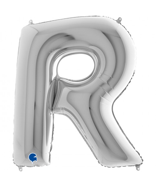 PALLONE MYLAR MEGA LETTERA "R" ARGENTO 102CM - L'Officina delle 2