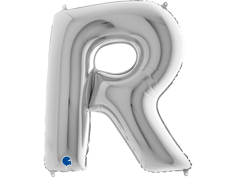 PALLONE MYLAR MEGA LETTERA "R" ARGENTO 102CM - L'Officina delle