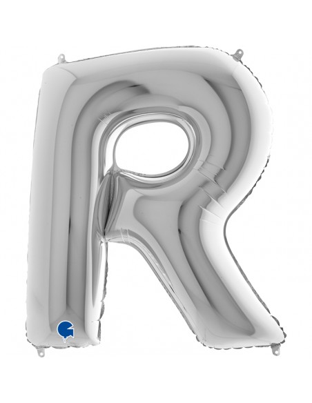 PALLONE MYLAR MEGA LETTERA "R" ARGENTO 102CM - L'Officina delle