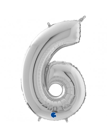 PALLONE MYLAR MEGA N. 6 - 9 ARGENTO 102CM - L'Officina delle