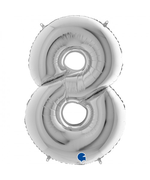 PALLONE MYLAR MEGA N. 8 ARGENTO 102CM - L'Officina delle feste 2