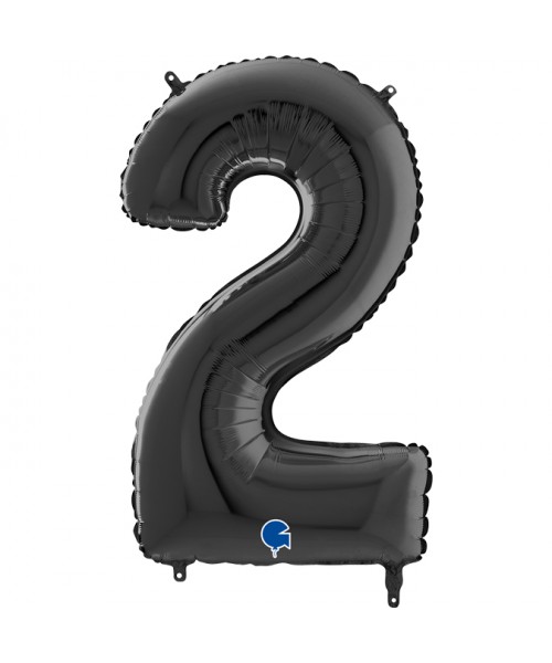 PALLONE MYLAR MEGA NUMERO N. 2 NERO 102CM - L'Officina delle 2