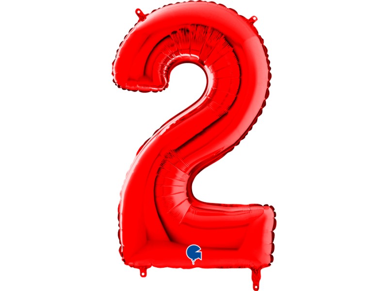 PALLONE MYLAR MEGA NUMERO N. 2 ROSSO 102CM - L'Officina delle