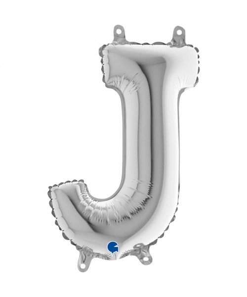 PALLONE MYLAR LETTERA " J " ARGENTO H.35CM - L'Officina delle