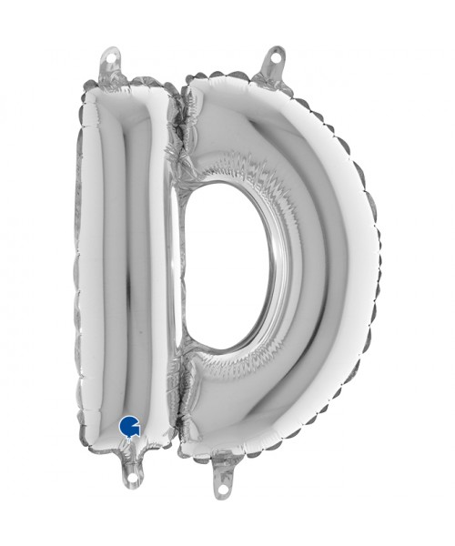 PALLONE MYLAR LETTERA " D " ARGENTO CM. 35 - L'Officina delle