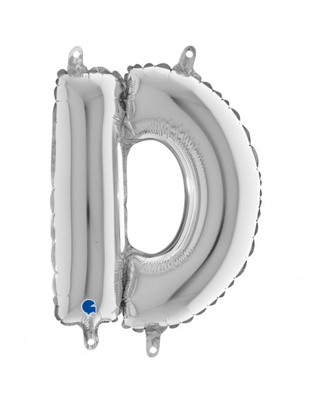 PALLONE MYLAR LETTERA " D " ARGENTO CM. 35 - L'Officina delle