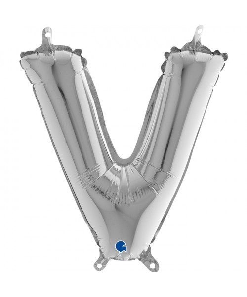 PALLONE MYLAR LETTERA " V " ARGENTO CM. 35 - L'Officina delle