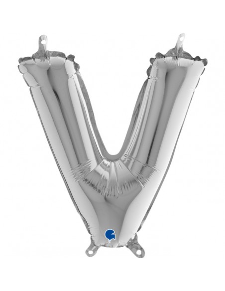 PALLONE MYLAR LETTERA " V " ARGENTO CM. 35 - L'Officina delle