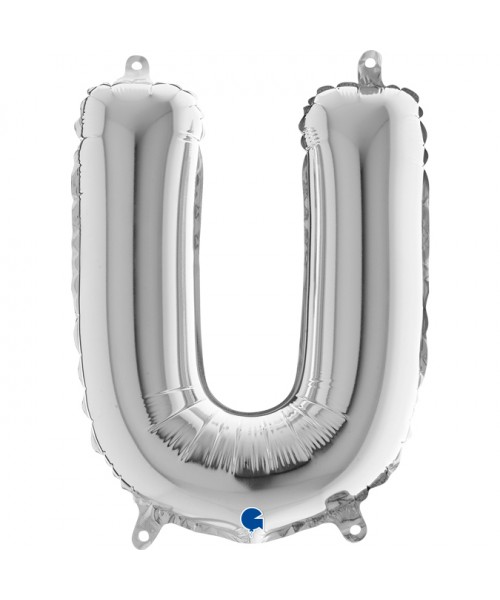 PALLONE MYLAR LETTERA " U " ARGENTO 35CM - L'Officina delle