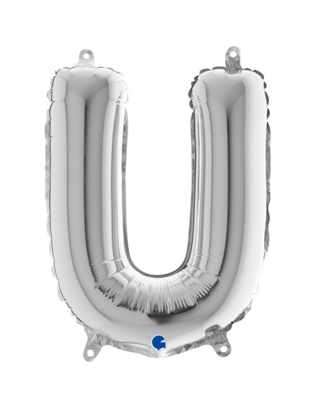 PALLONE MYLAR LETTERA " U " ARGENTO 35CM - L'Officina delle