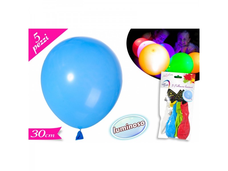 SET 5 PALLONCINI C/LED COLORI ASSORTITI - L'Officina delle feste