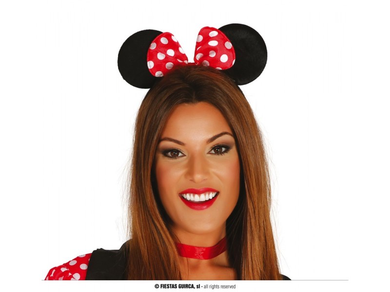 FRONTINO ORECCHIE TOPOLINA MINNIE FIOCCO ROSSO - L'Officina