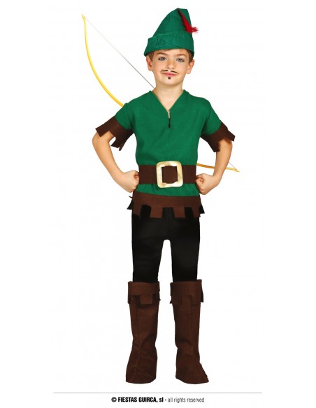 COSTUME BRIGANTE ROBIN HOOD BIMBO 5- 6 ANNI - L'Officina delle