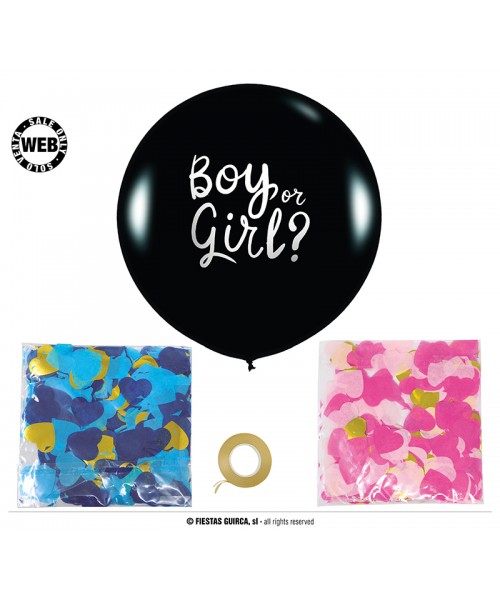 PALLONE LATTICE MONGOLFIERA 70CM BOY OR GIRL? CON CORIANDOLI -