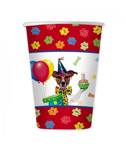 8 BICCHIERI 200CC CANI DOG PARTY - L'Officina delle feste
