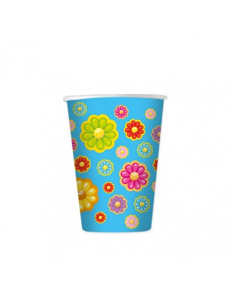 8 BICCHIERI CARTA 200CC FIORI PETALOSO - L'Officina delle feste