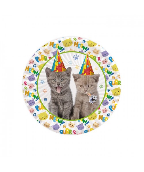 8 PIATTI CARTA 18CM. GATTINI - L'Officina delle feste