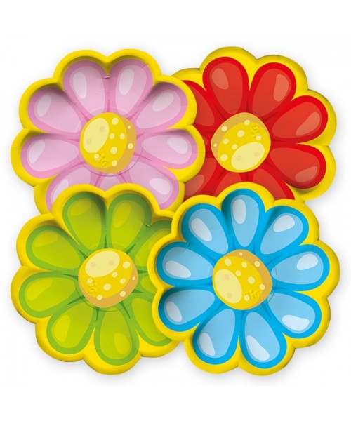 8 PIATTI CARTA MIX 18CM. FIORI PETALOSO - L'Officina delle feste