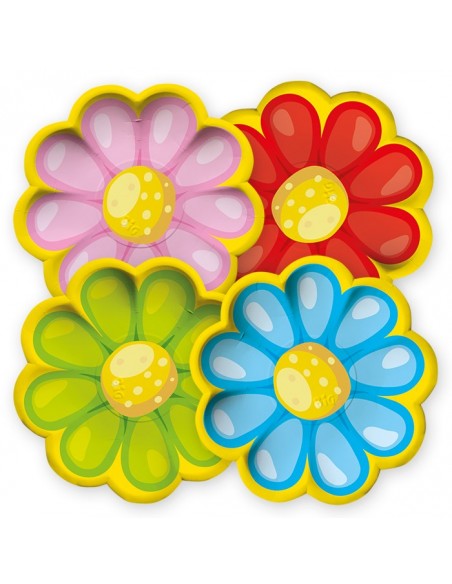 8 PIATTI CARTA MIX 18CM. FIORI PETALOSO - L'Officina delle feste