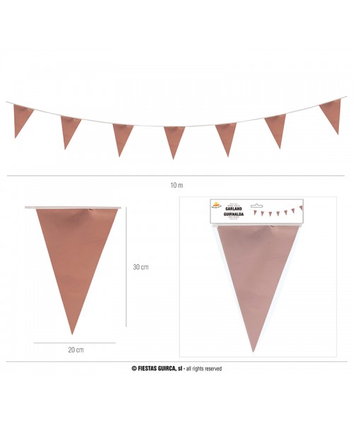 FESTONE CON BANDIERINE ROSE GOLD LUCIDO 10MT - L'Officina delle