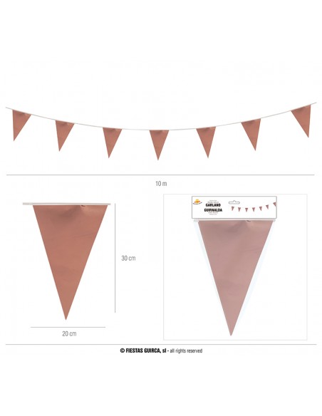 FESTONE CON BANDIERINE ROSE GOLD LUCIDO 10MT - L'Officina delle