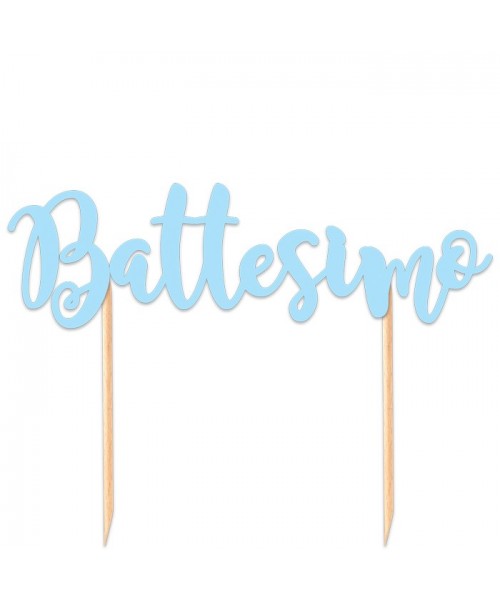 TOPPER CAKE BATTESIMO 20X13 CELESTE - L'Officina delle feste