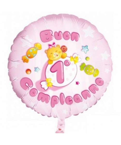 Pallone mylar 22" BUON 1° COMPL. ROSA - L'Officina delle feste