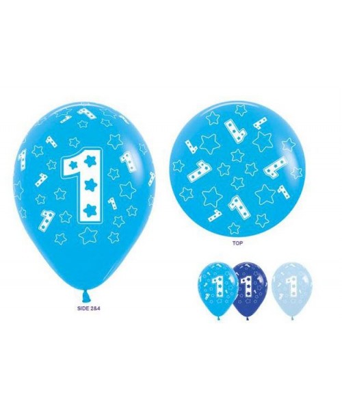 PALLONE LATTICE 1° COMPLEANNO BOY 12" 100PZ - L'Officina delle