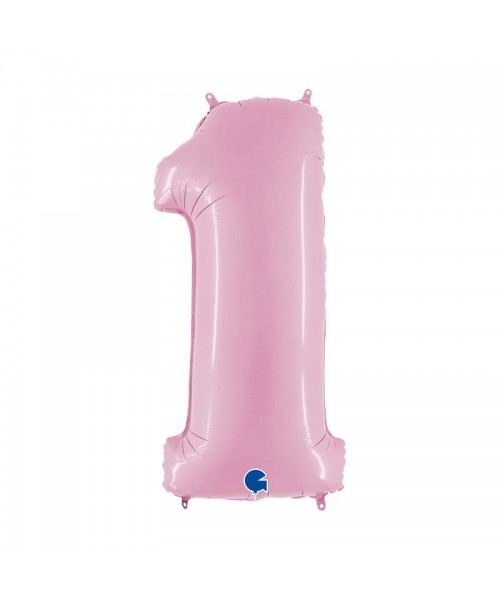 PALLONE MYLAR MEGA NUMERO N. 1 ROSA 102CM - L'Officina delle