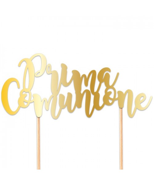 TOPPER CAKE PRIMA COMUNIOPNE 20X16 ORO METAL - L'Officina delle