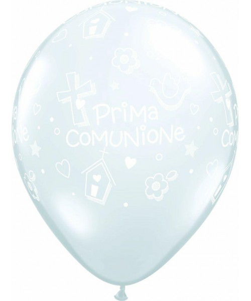 PALLONI 11" ST PRIMA COMUNIONE TRASP. CON SIMBOLI PZ. 50 30CM -