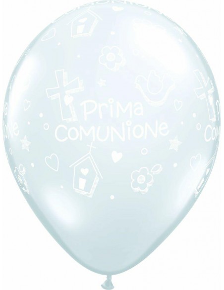 PALLONI 11" ST PRIMA COMUNIONE TRASP. CON SIMBOLI PZ. 50 30CM -