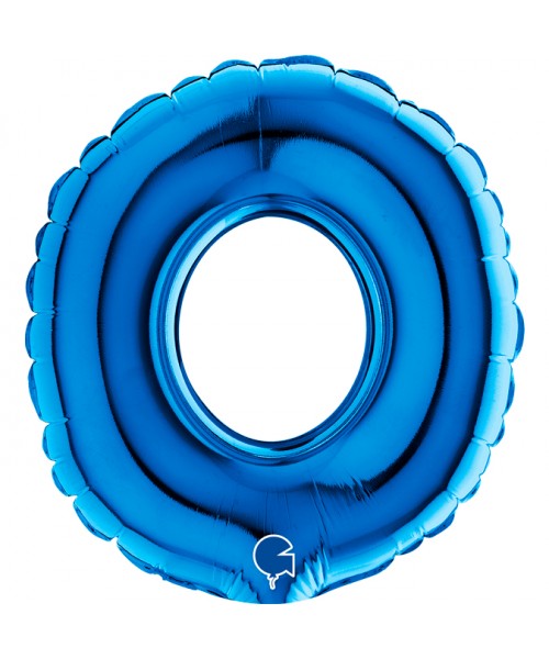PALLONE NUMERO MYLAR MINI 0 (ZERO) BLU 18CM - L'Officina delle
