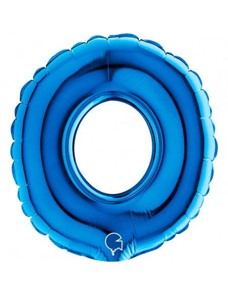 PALLONE NUMERO MYLAR MINI 0 (ZERO) BLU 18CM - L'Officina delle