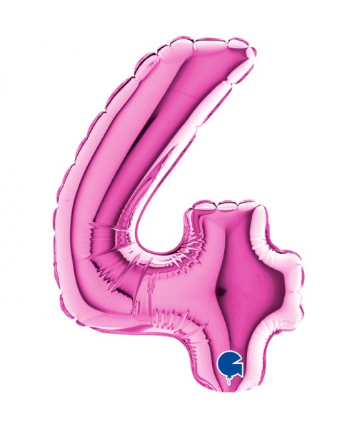 PALLONE NUMERO MYLAR MINI 4 FUCSIA CM. 18 - L'Officina delle