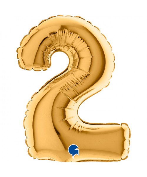 PALLONE NUMERO MYLAR MINI 2 ORO CM. 18 - L'Officina delle feste